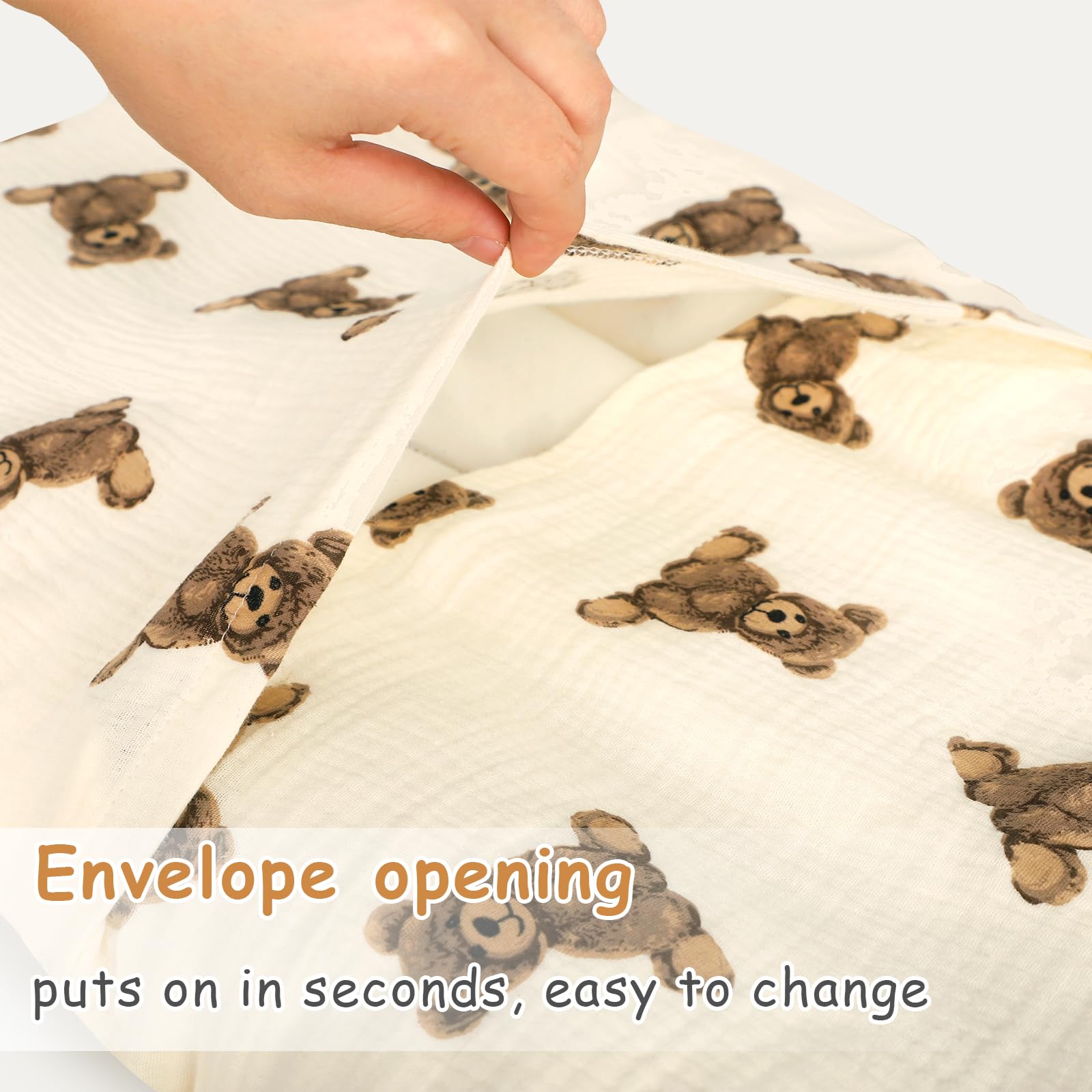 Hooyax muslin baby lounger cover airflow-weave highlights 30% better breathability to reduce overheating.