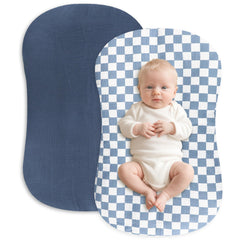Hooyax Muslin Baby Lounger Cover blue-checker: breathable comfort for cozy naps