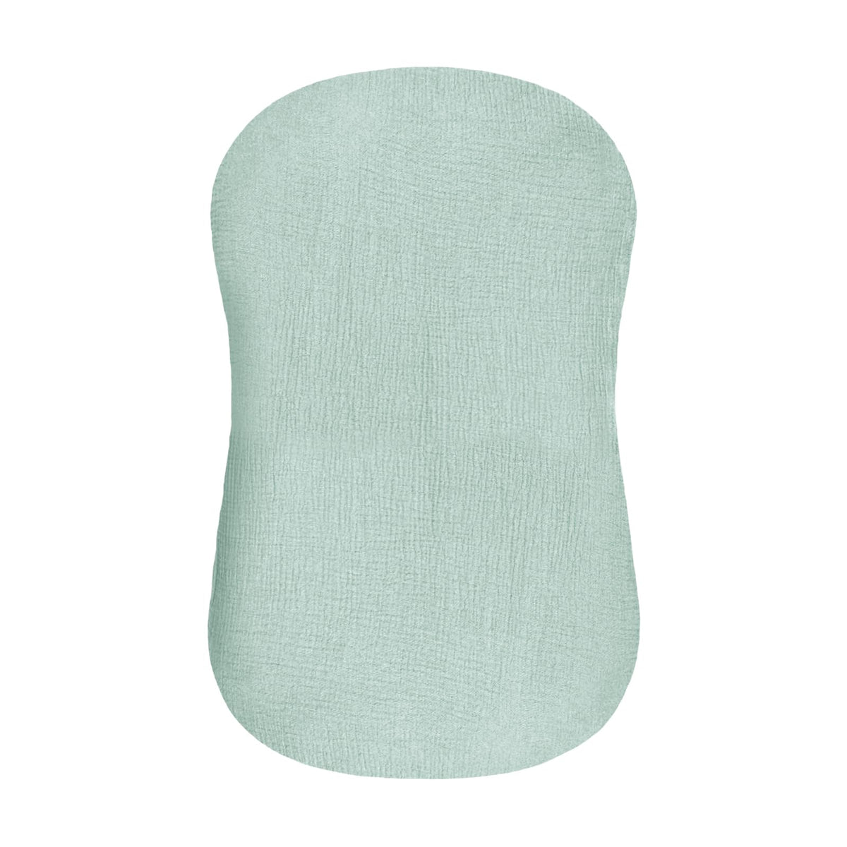 Hooyax muslin baby lounger cover blue-green closeup shows breathable cotton for infant comfort.