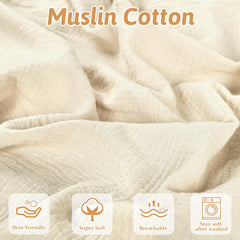 Hooyax muslin baby lounger cover cream close-up ultra-soft fabric