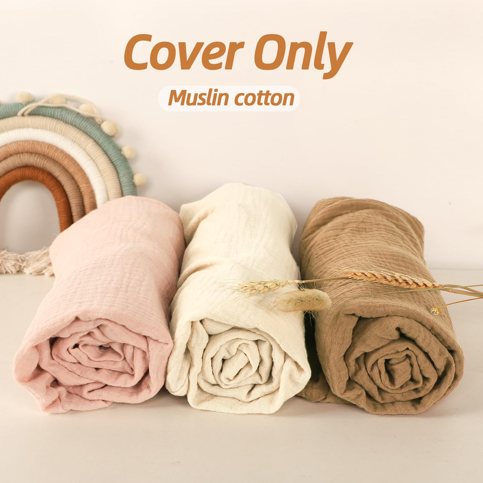 Hooyax muslin baby lounger cover cream fits standard loungers 31.5 x 21.3