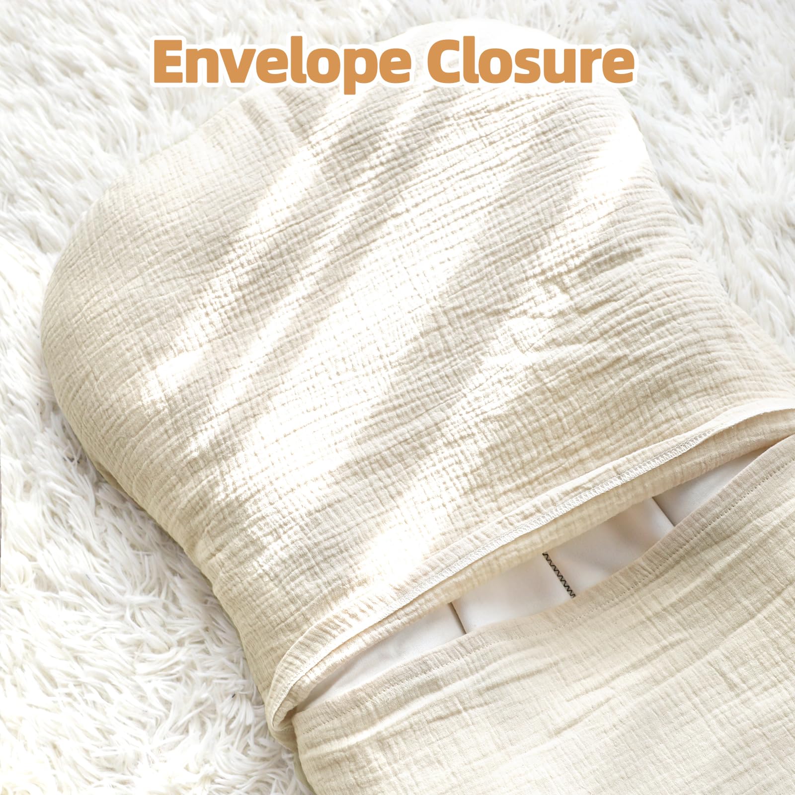 Hooyax muslin baby lounger cover cream in use with newborn