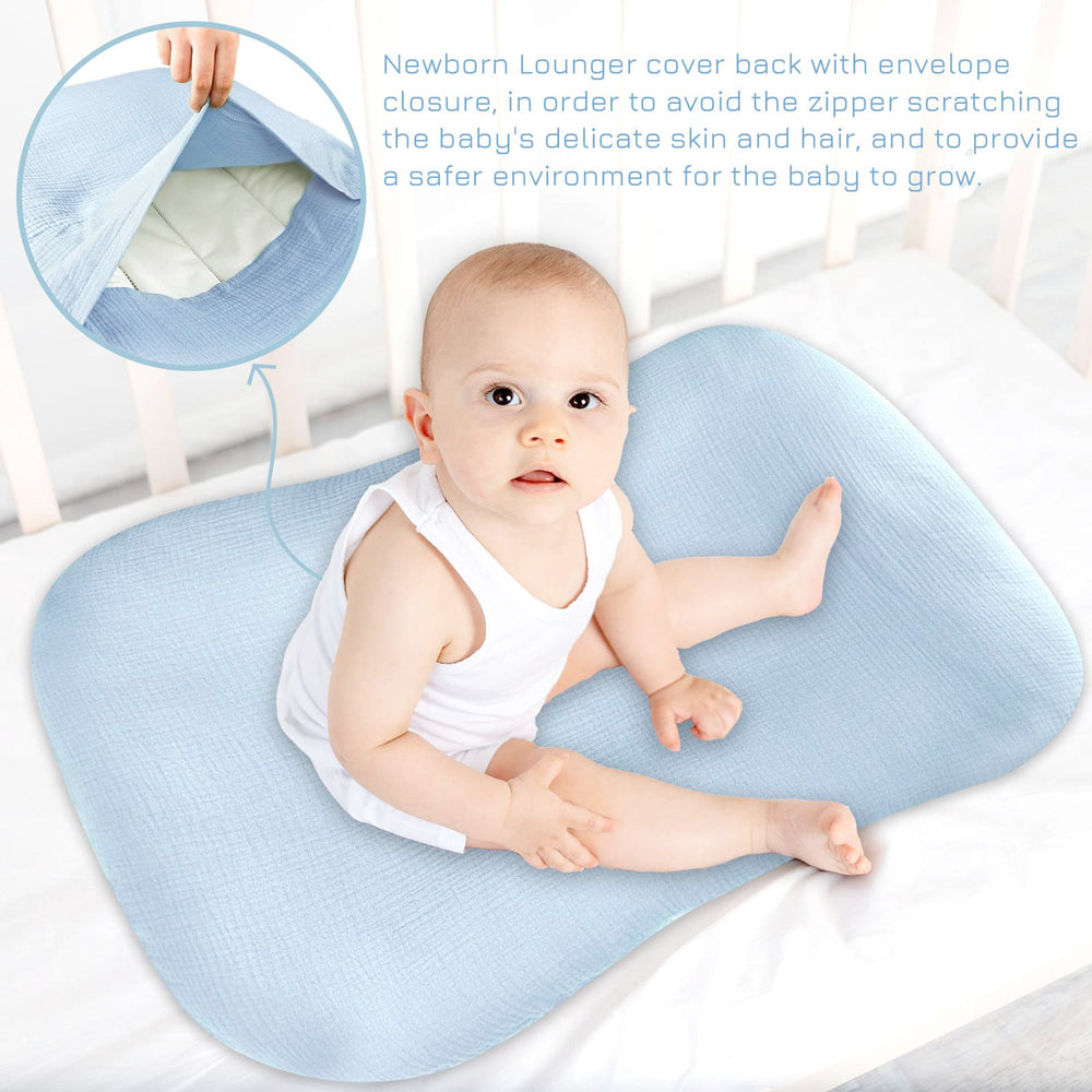 Hooyax muslin baby lounger cover fits most loungers for quick slip-on.