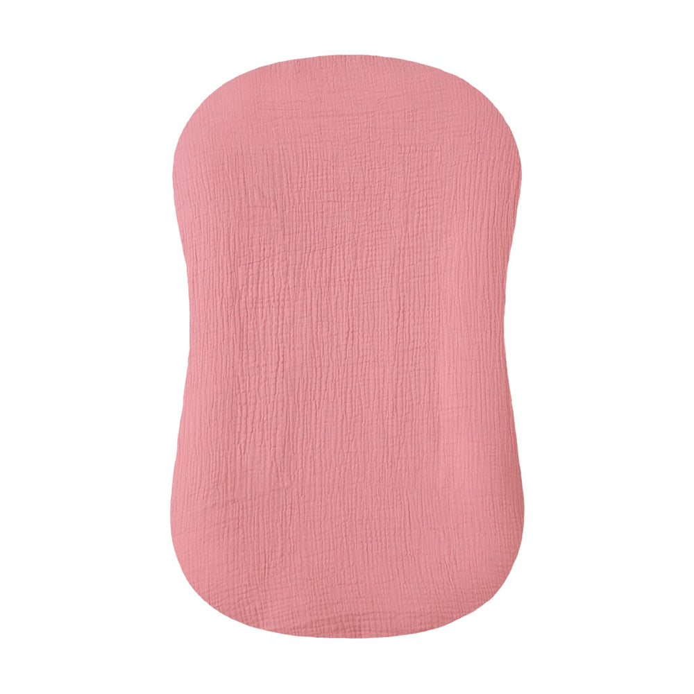 Hooyax muslin baby lounger cover flesh pink close-up shows breathable fabric for newborn comfort