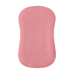 Hooyax muslin baby lounger cover flesh pink close-up shows breathable fabric for newborn comfort