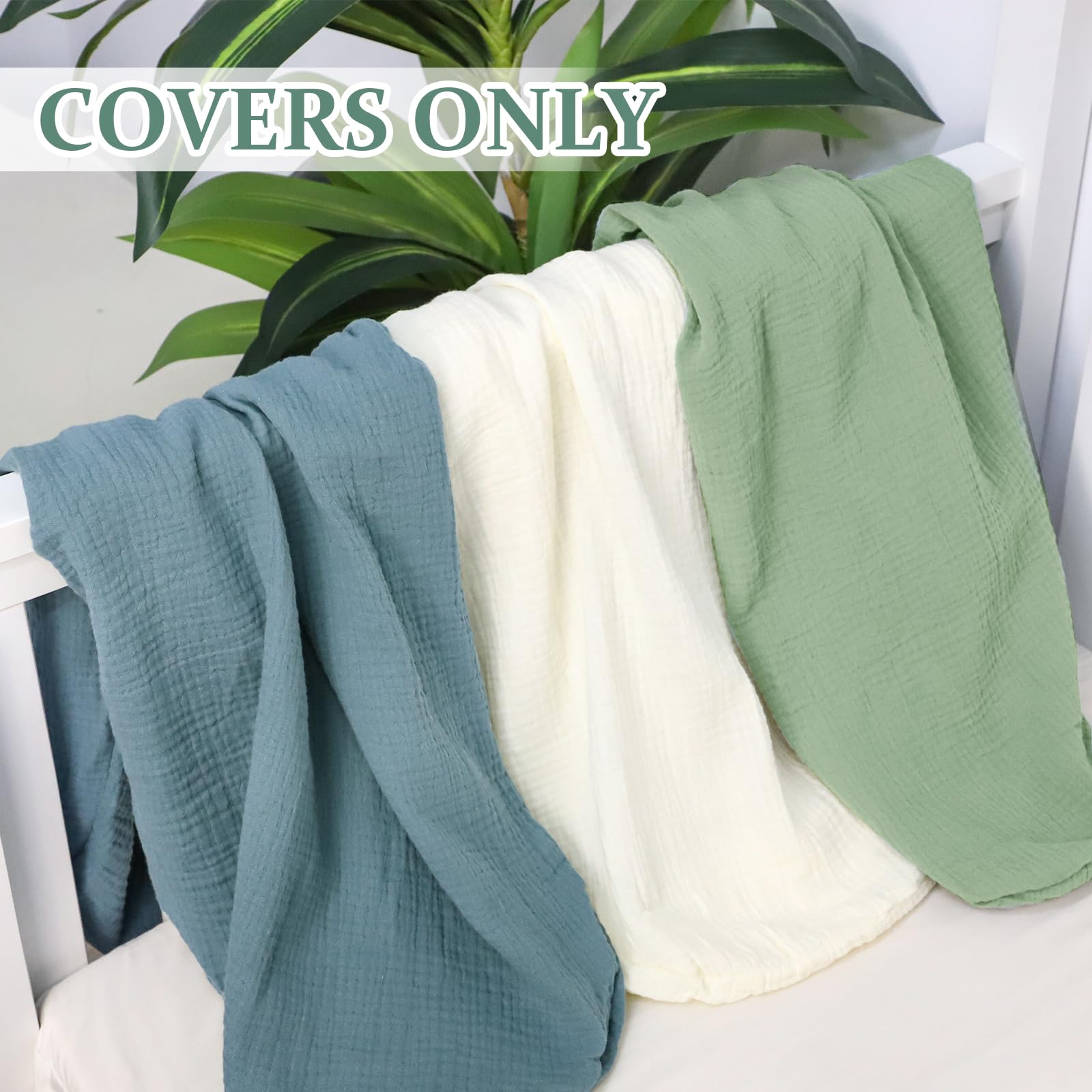 Hooyax muslin baby lounger cover green care-wash illustration highlights machine-washability and fast drying.