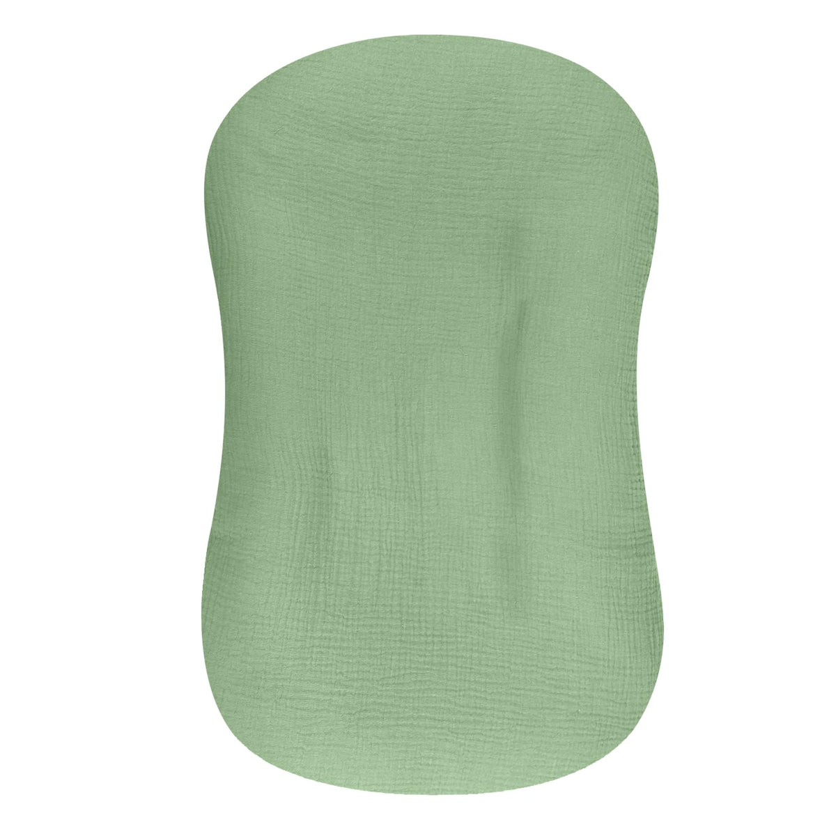 Hooyax muslin baby lounger cover in green, front view showing breathable soft fabric.