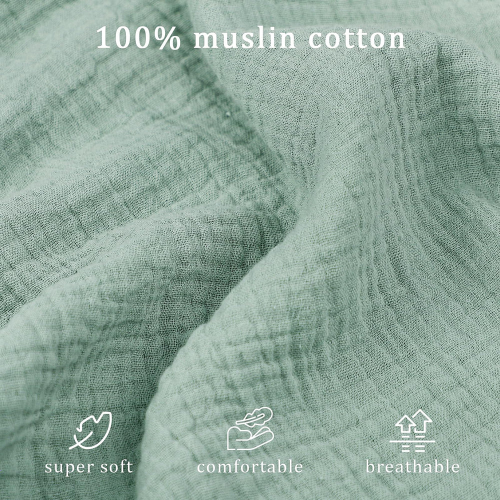 Hooyax Muslin Baby Lounger Cover leaf-pattern close-up highlights texture and airflow for baby comfort.