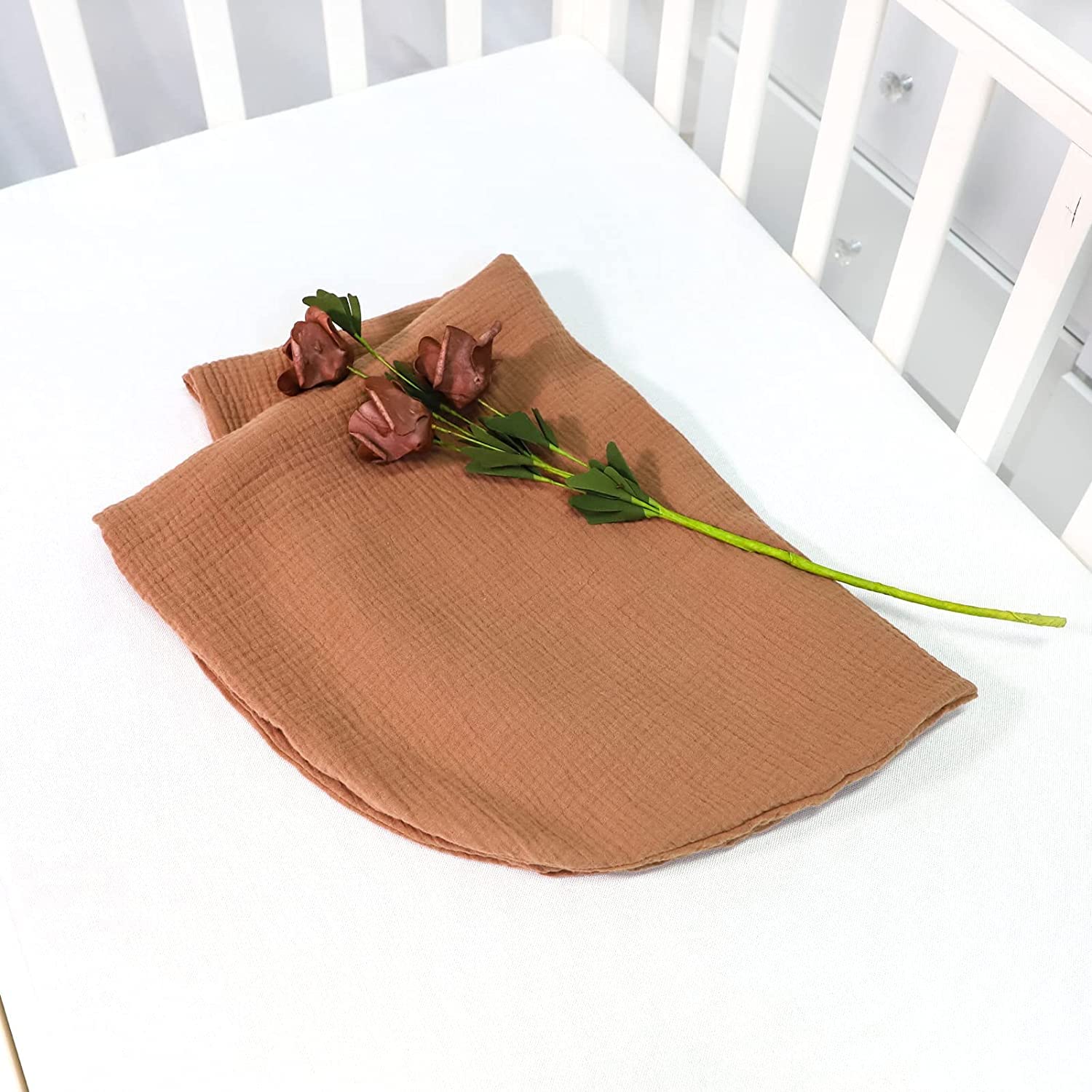Hooyax Muslin Baby Lounger Cover in light brown color with chic nursery-ready look.