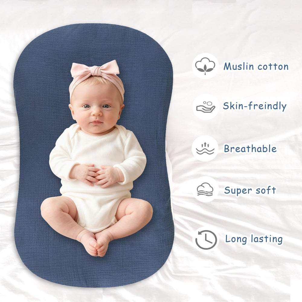 Hooyax Muslin Baby Lounger Cover machine-washable and quick-drying for busy days