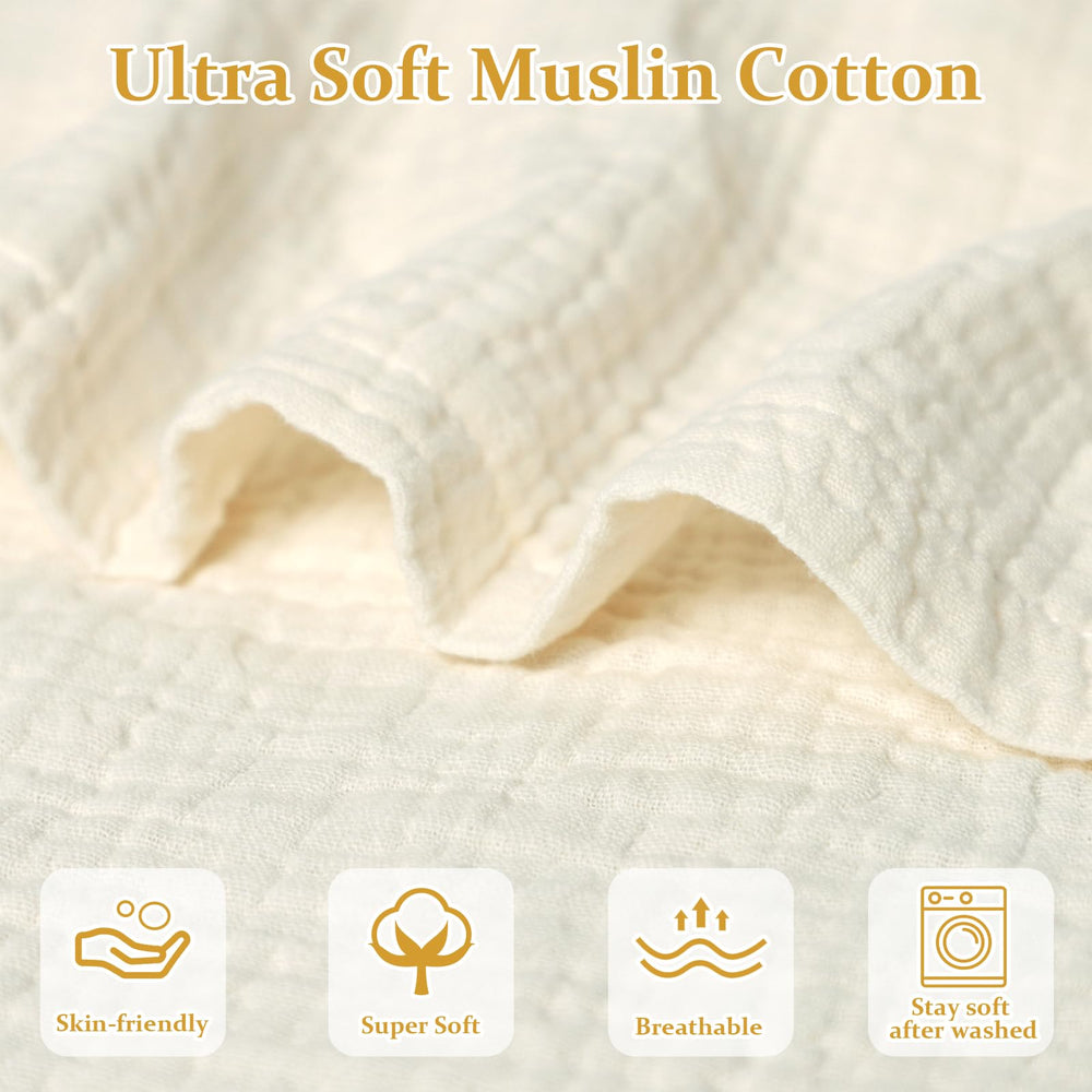 Hooyax Muslin cotton cover yellow fabric detail highlighting airy weave for overheating prevention
