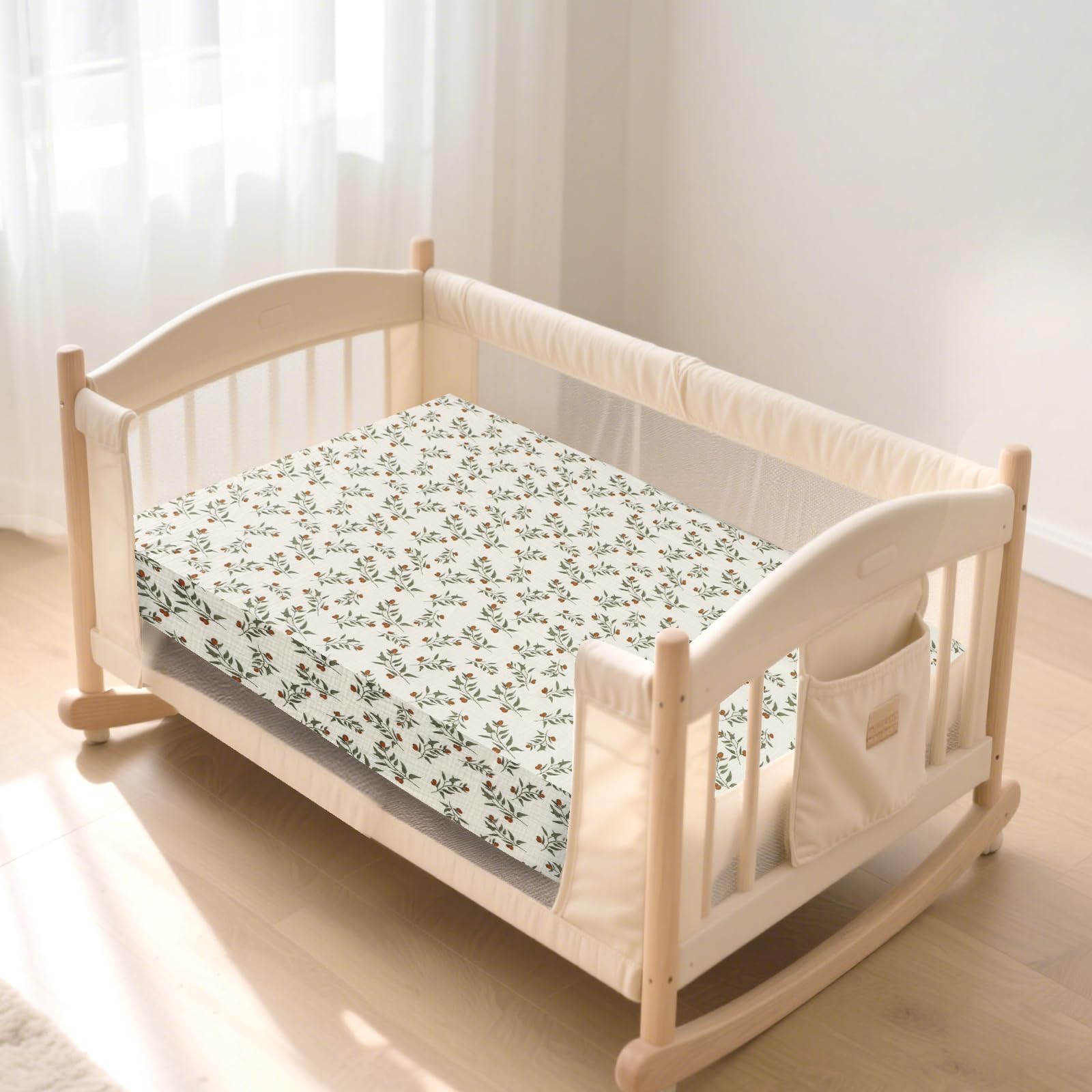 Hooyax muslin bassinet sheets baby sleeping scene demonstrates cozy comfort.