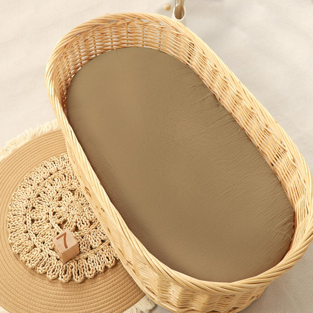Hooyax muslin bassinet sheets elastic edges secure snug fit that stays in place