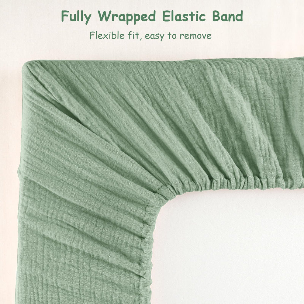 Hooyax muslin bassinet sheets elastic corners ensure a snug fit.