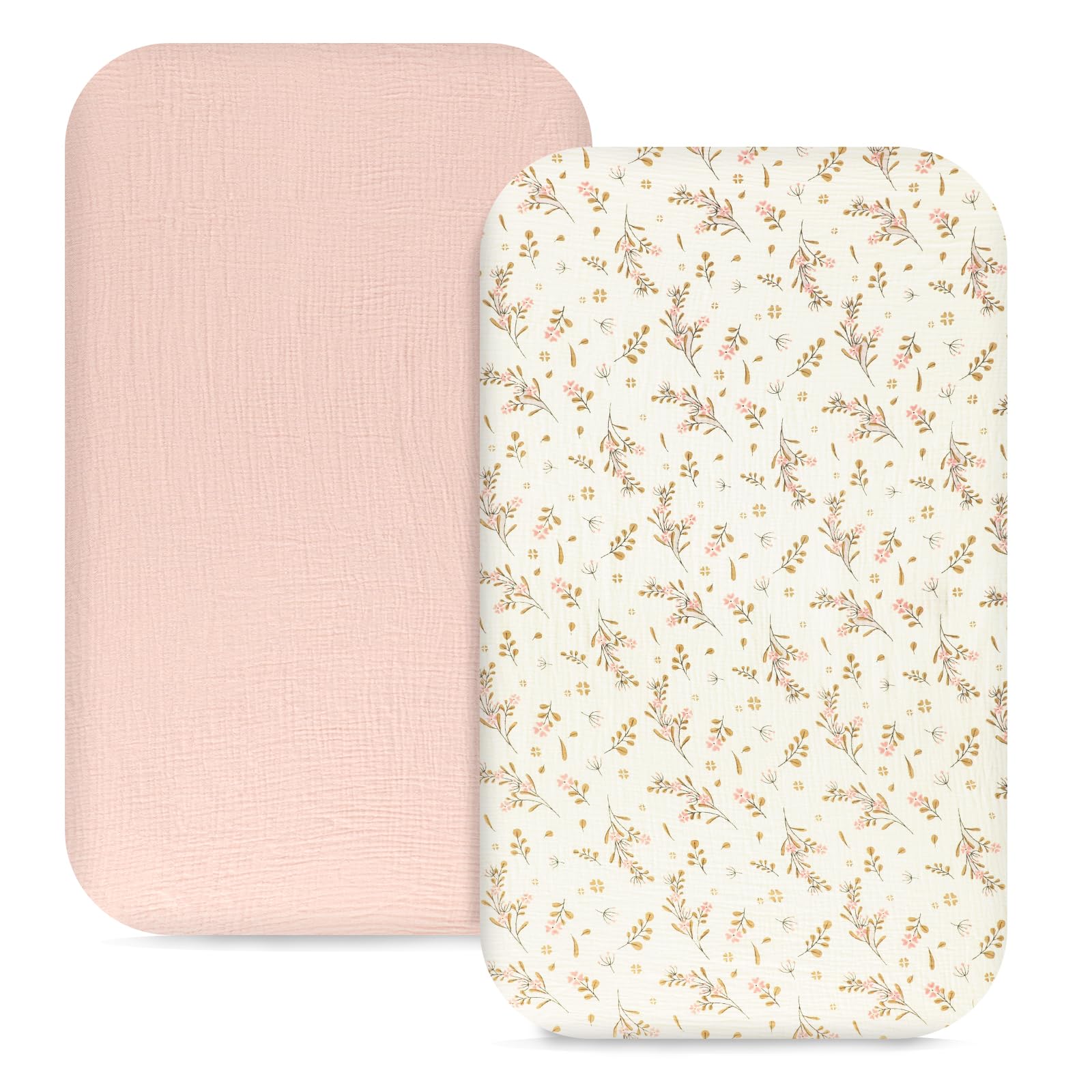 Hooyax Muslin Bassinet Sheets folded showing soft texture for gentle newborn sleep
