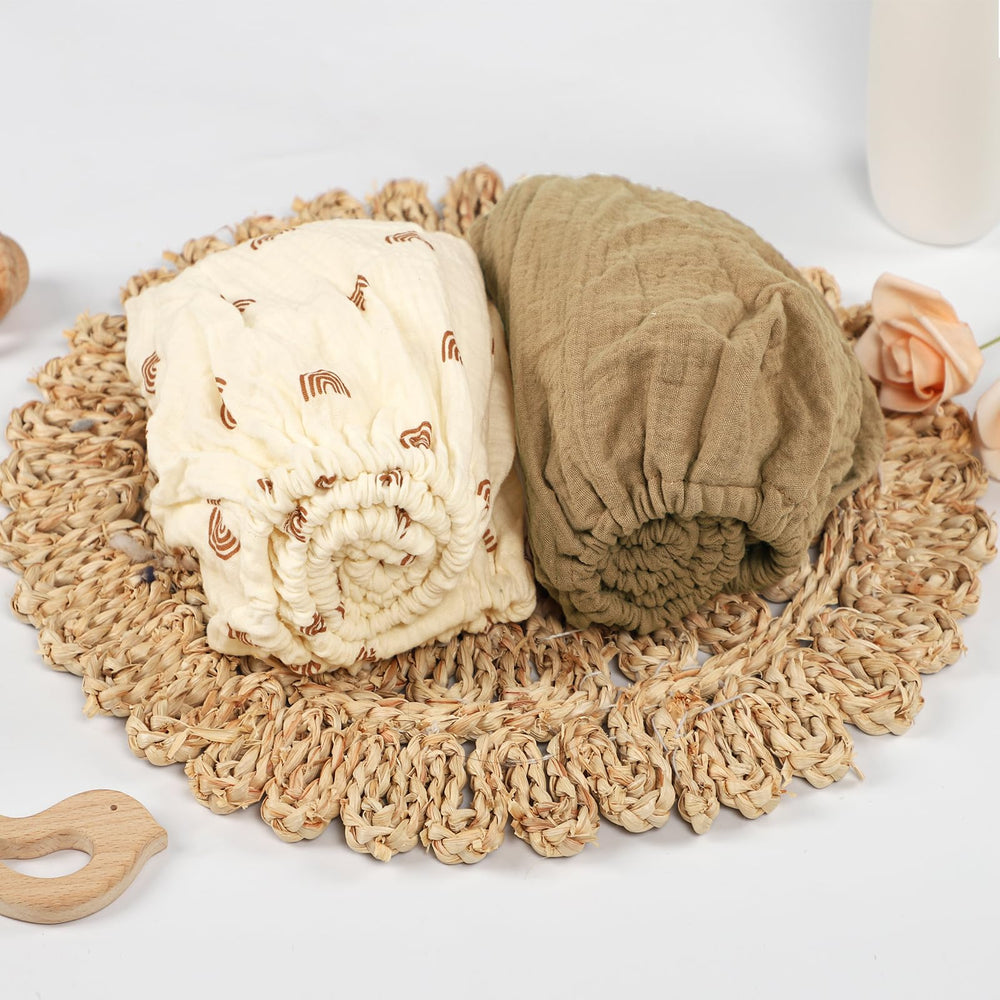 Hooyax muslin bassinet sheets closeup of soft texture and cozy surface