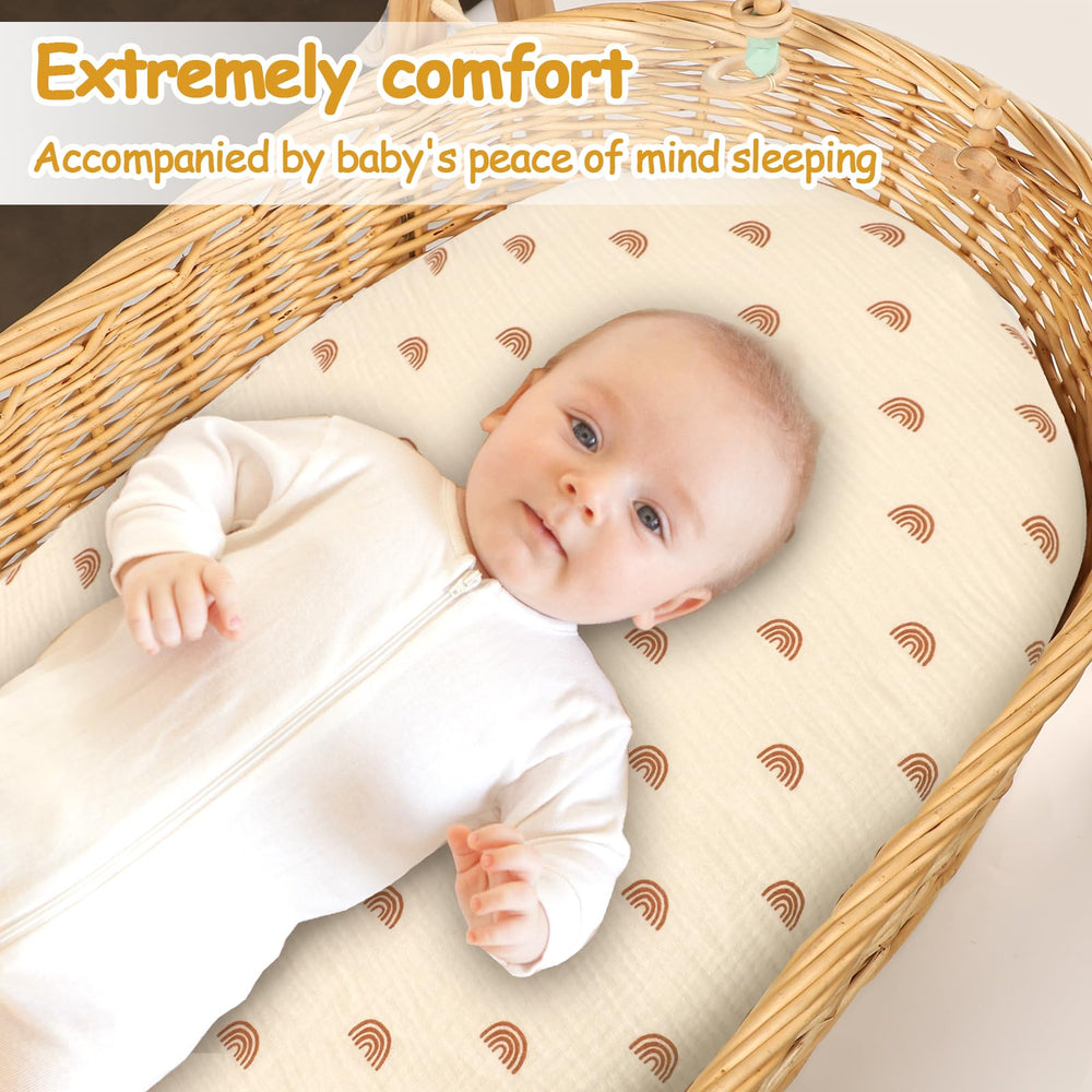 Hooyax muslin bassinet sheets care with machine wash and quick dry