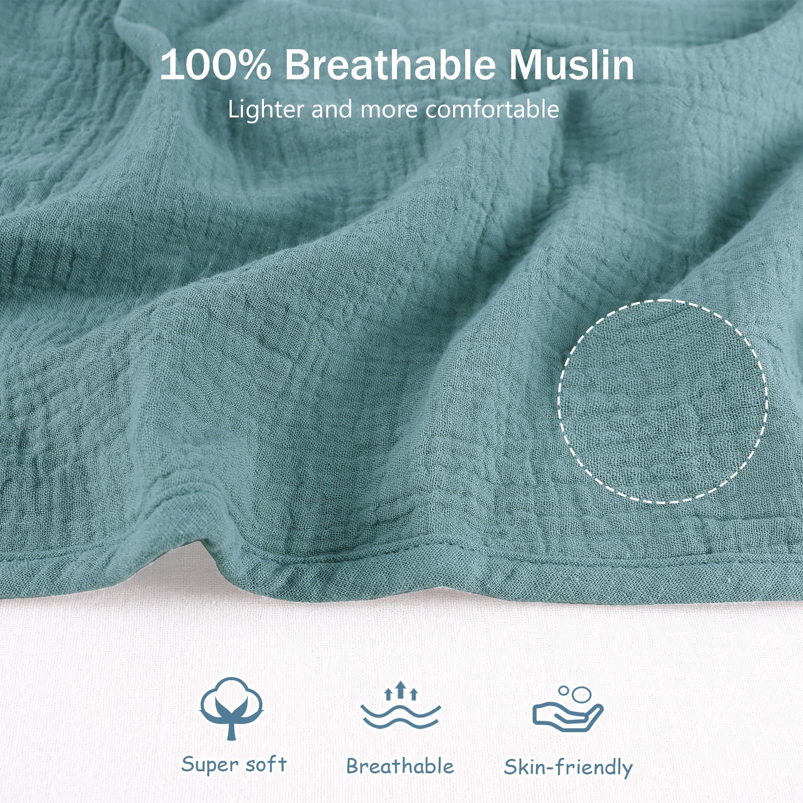 Hooyax muslin fabric closeup showcases breathable soft material
