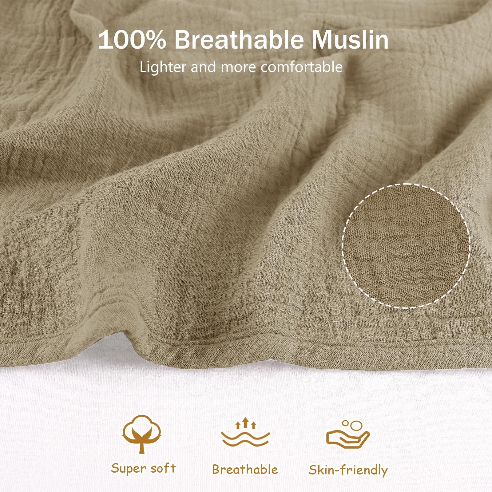 Hooyax muslin fabric close-up showing soft breathable texture ideal for baby
