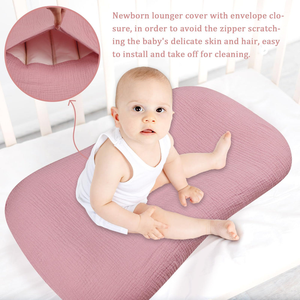 Hooyax muslin lounger cover envelope-closure demonstrates quick slip-on fit