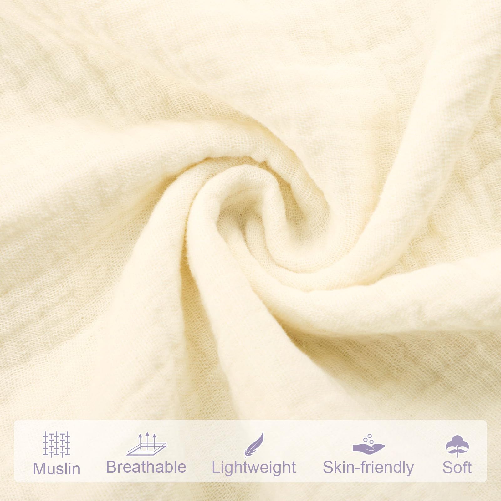 Envelope closure on Hooyax muslin lounger cover protects skin and hair