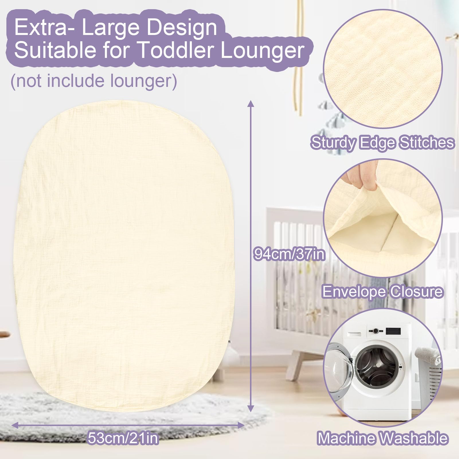 Hooyax muslin lounger cover fits most loungers for a snug slipcover