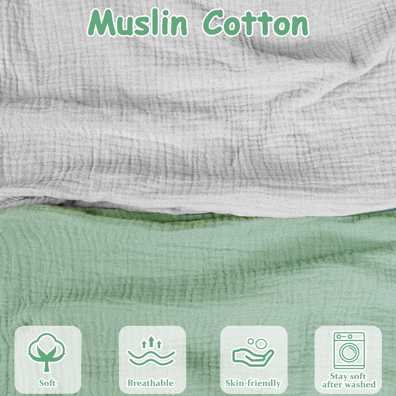 Hooyax muslin nursing pillow cover closeup soft texture for irritation-free feeding sessions.