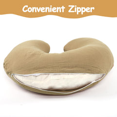 Hooyax muslin nursing pillow cover slip-on fit enables quick changes.