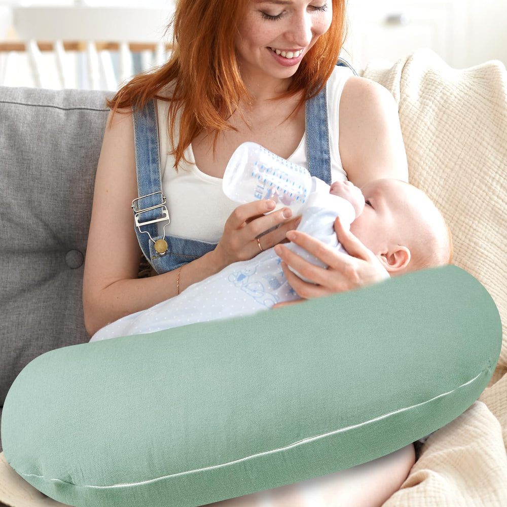 Hooyax muslin nursing pillow cover wash-and-dry ready for busy parents.
