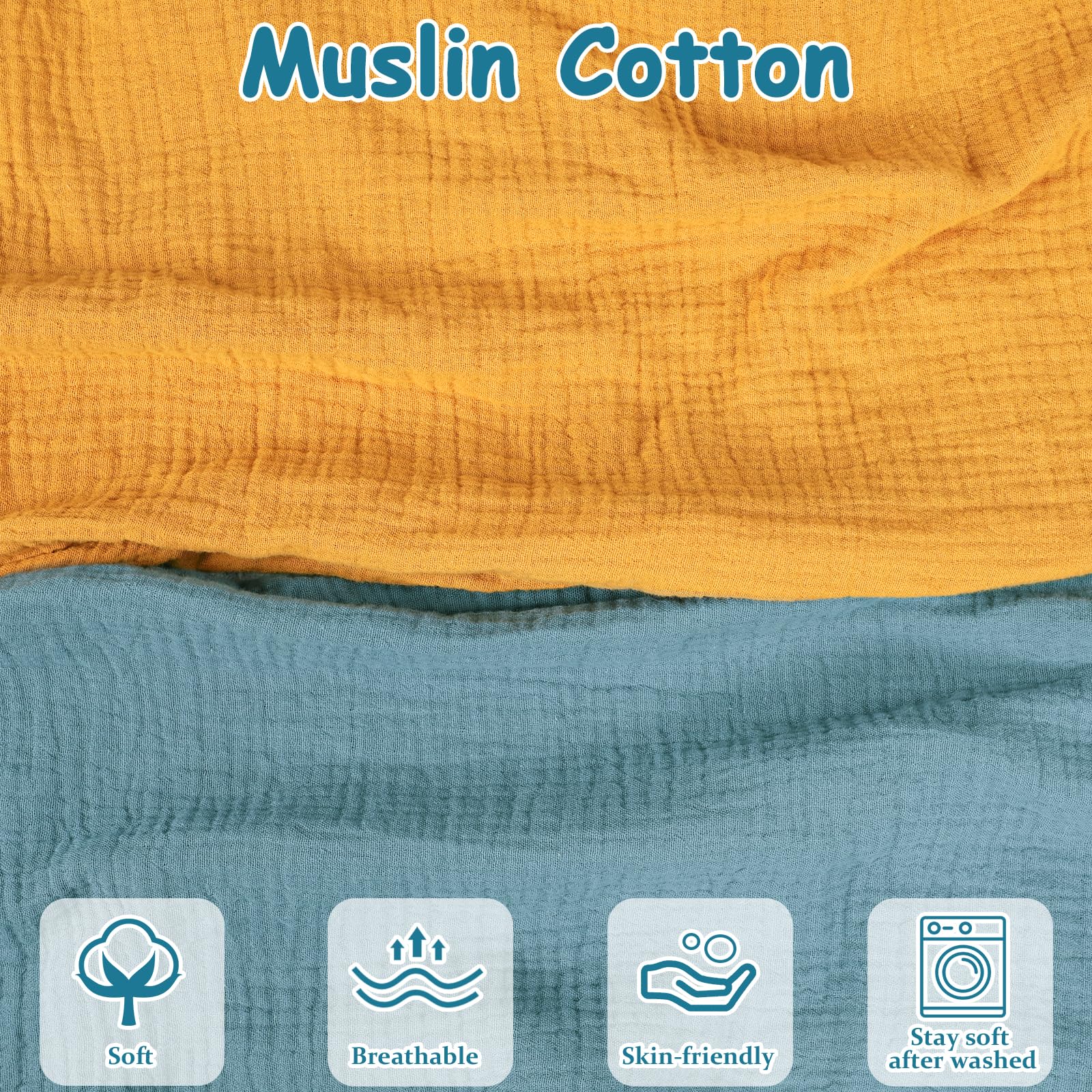 Hooyax Muslin Nursing Pillow Cover blue ginger pack 2-pack for quick, clean changes