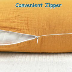 Hooyax Muslin Nursing Pillow Cover blue ginger stitch detail highlights durable construction