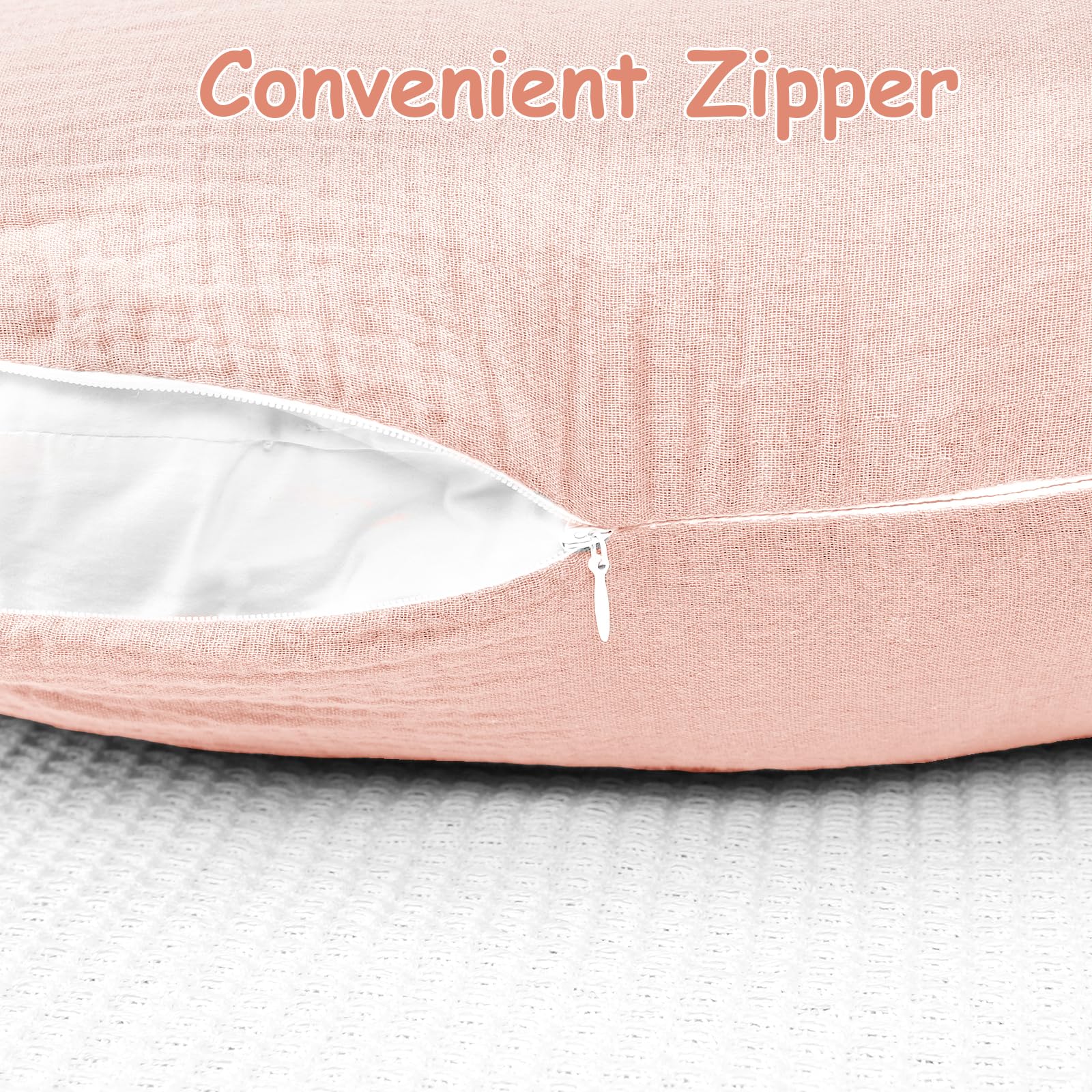 Hooyax muslin nursing pillow cover blue with invisible zipper ready for easy changes.
