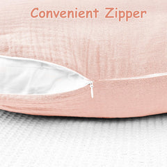 Hooyax muslin nursing pillow cover blue with invisible zipper ready for easy changes.