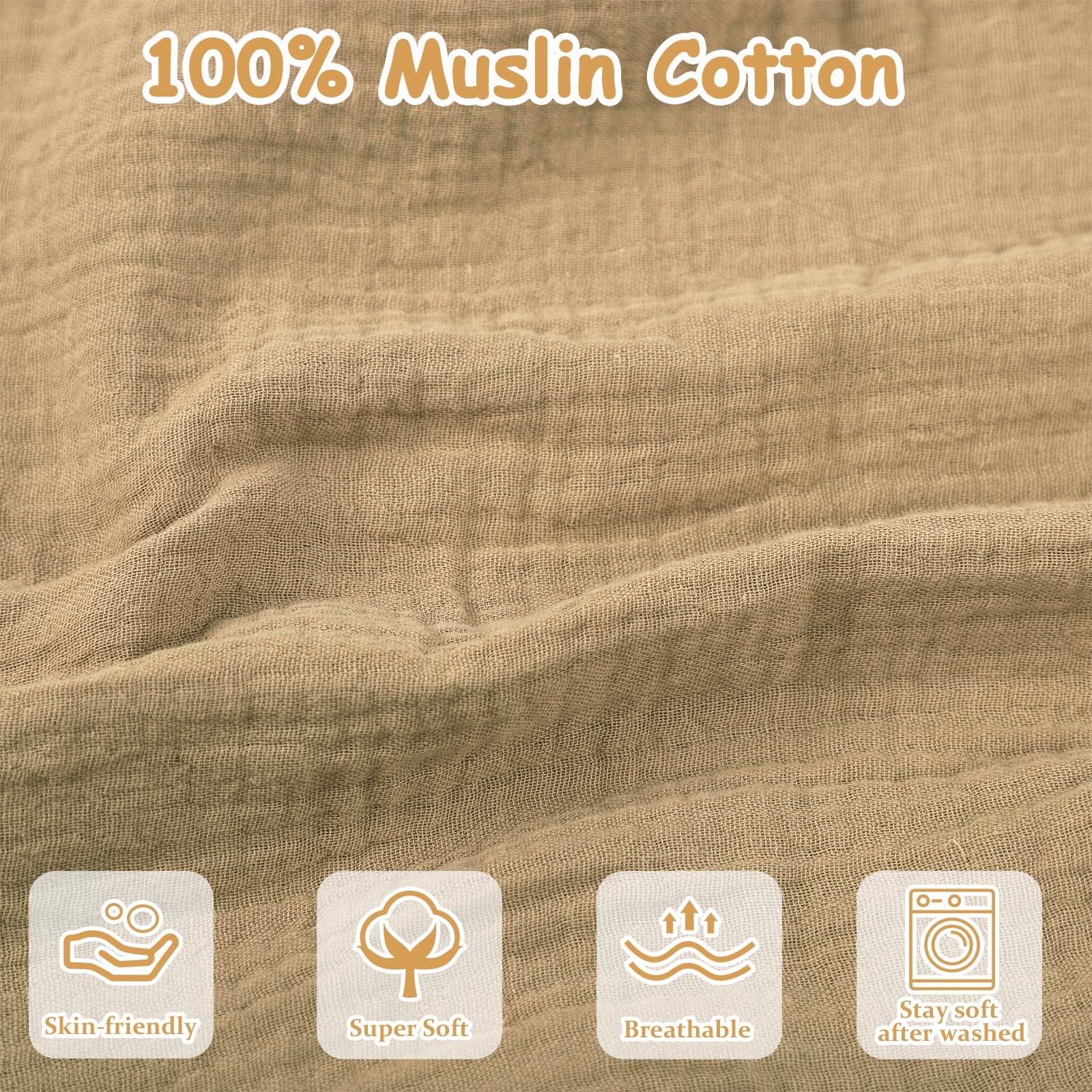 Hooyax muslin nursing pillow cover in brown offers a cozy, gender-neutral look for nursery decor.
