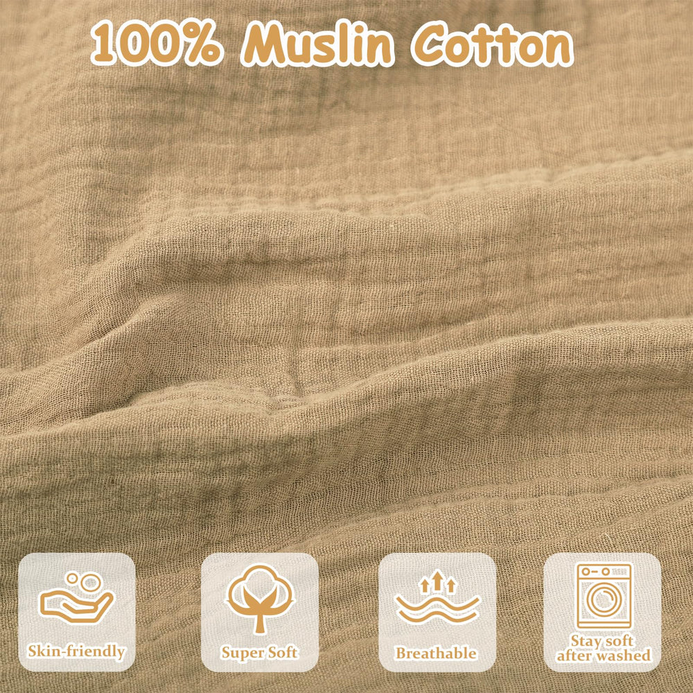 Hooyax muslin nursing pillow cover in brown offers a cozy, gender-neutral look for nursery decor.