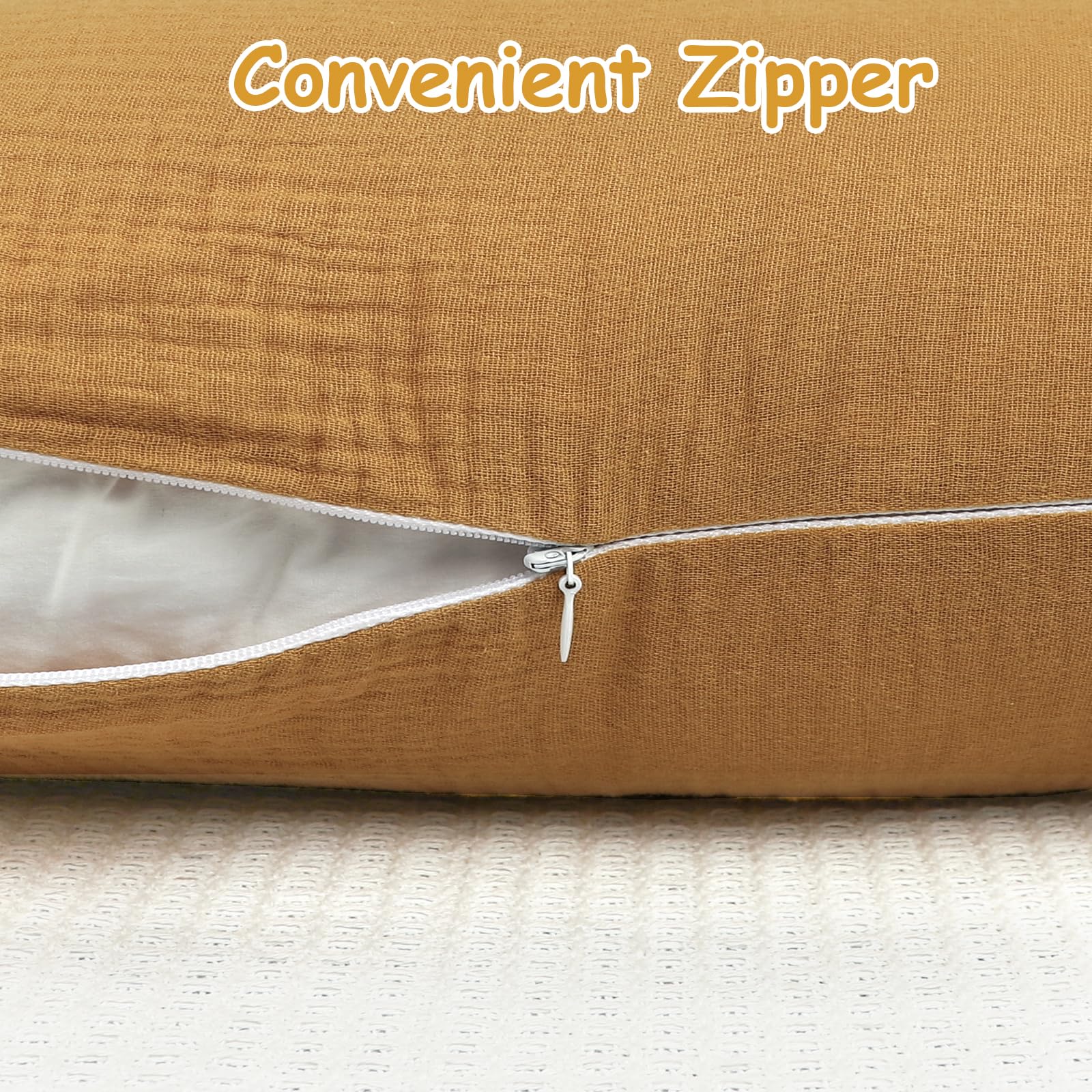 Hooyax muslin nursing pillow cover on pillow demonstrates comfortable feeding support