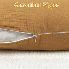Hooyax muslin nursing pillow cover on pillow demonstrates comfortable feeding support