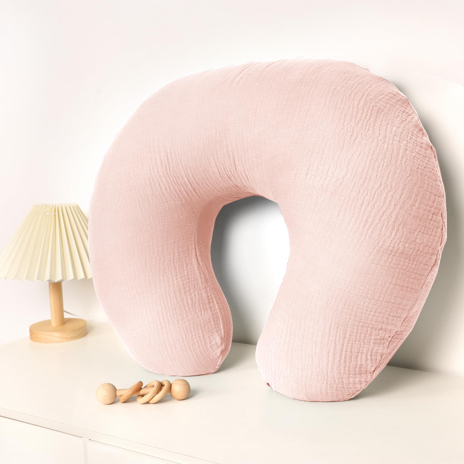 Hooyax muslin nursing pillow cover demonstrates reinforced stitching for durability.