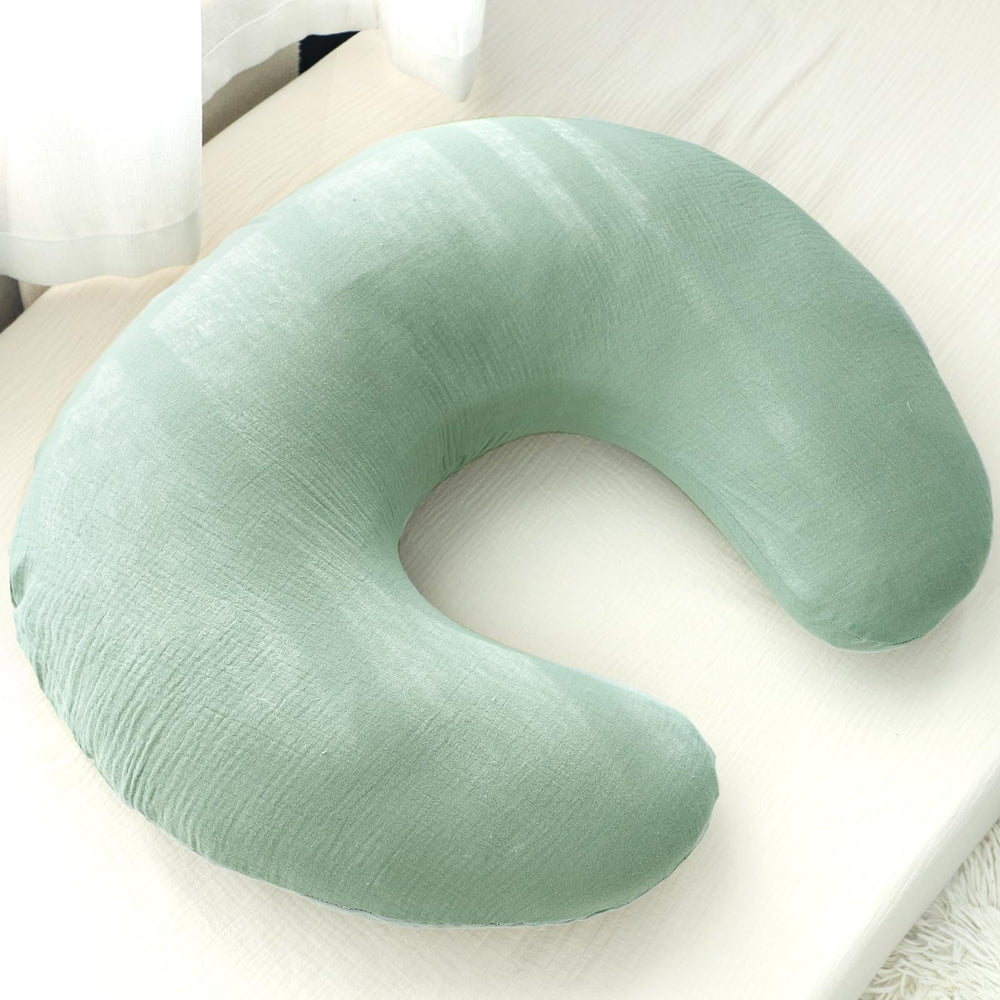 Hooyax Muslin Nursing Pillow Cover green leaf tone for nursery decor