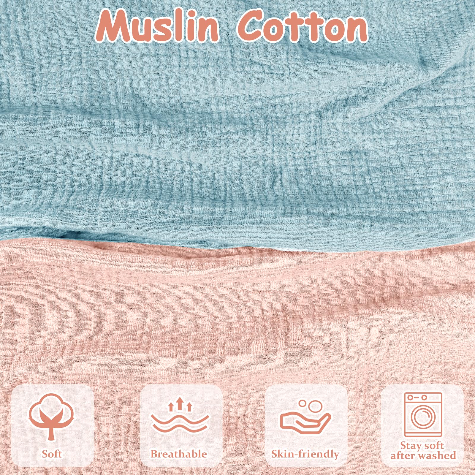 Hooyax muslin nursing pillow cover in pink showcases gentle texture and color.
