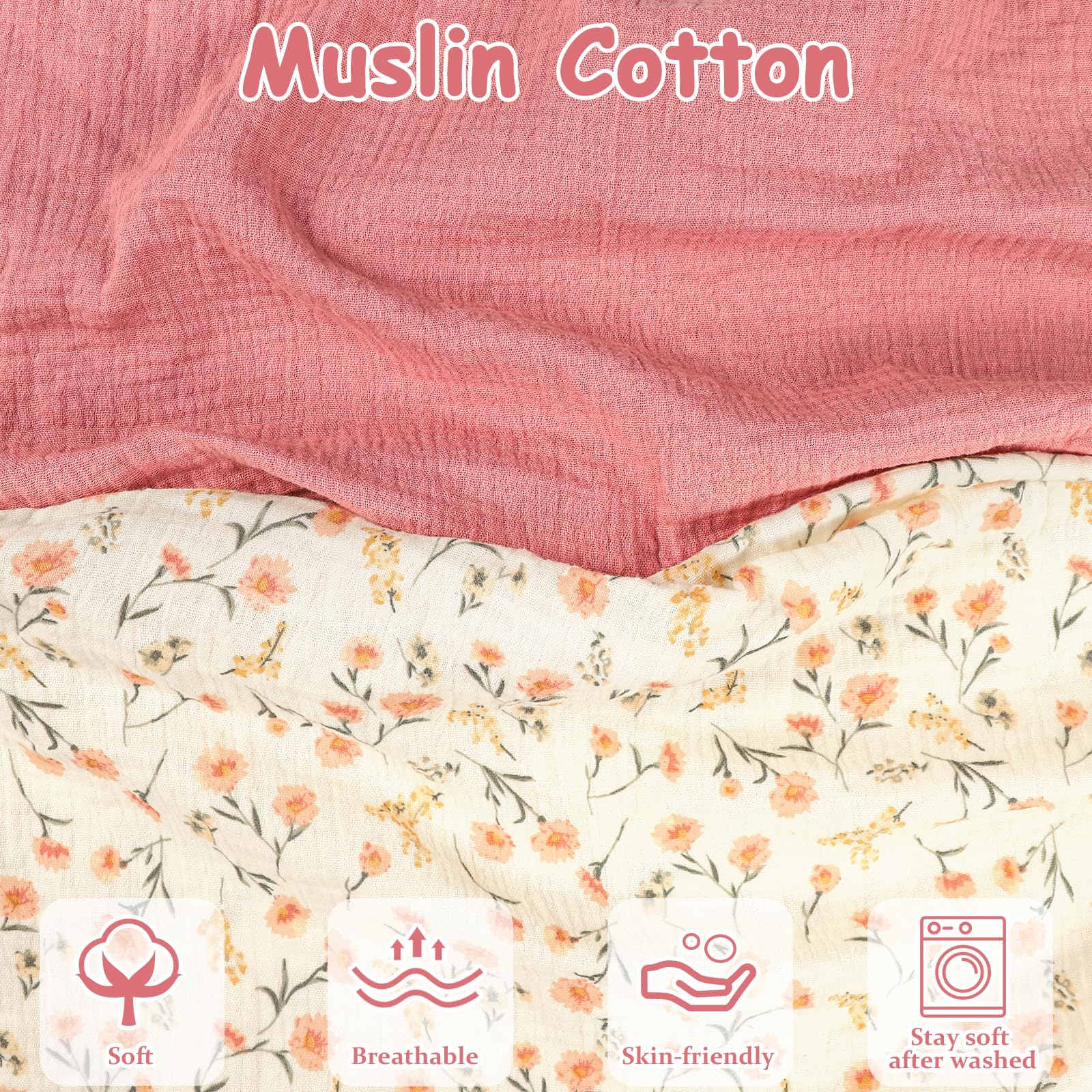 Hooyax muslin nursing pillow cover pink floral packaging shot highlights gift-ready two-pack