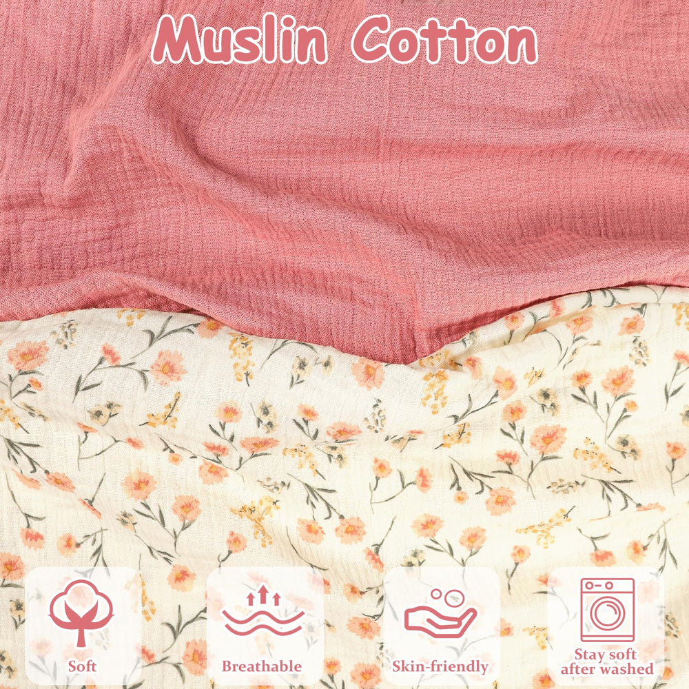 Hooyax muslin nursing pillow cover pink floral packaging shot highlights gift-ready two-pack