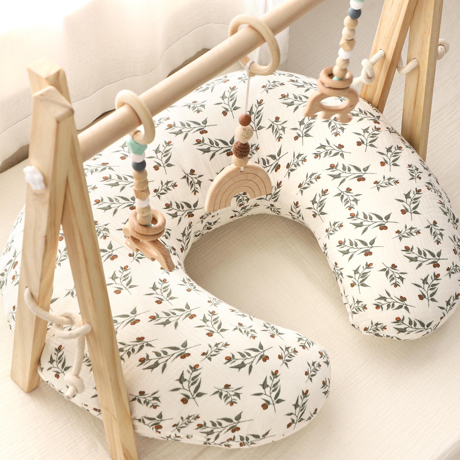 Hooyax Muslin Nursing Pillow Cover slip-on fit for easy swapping