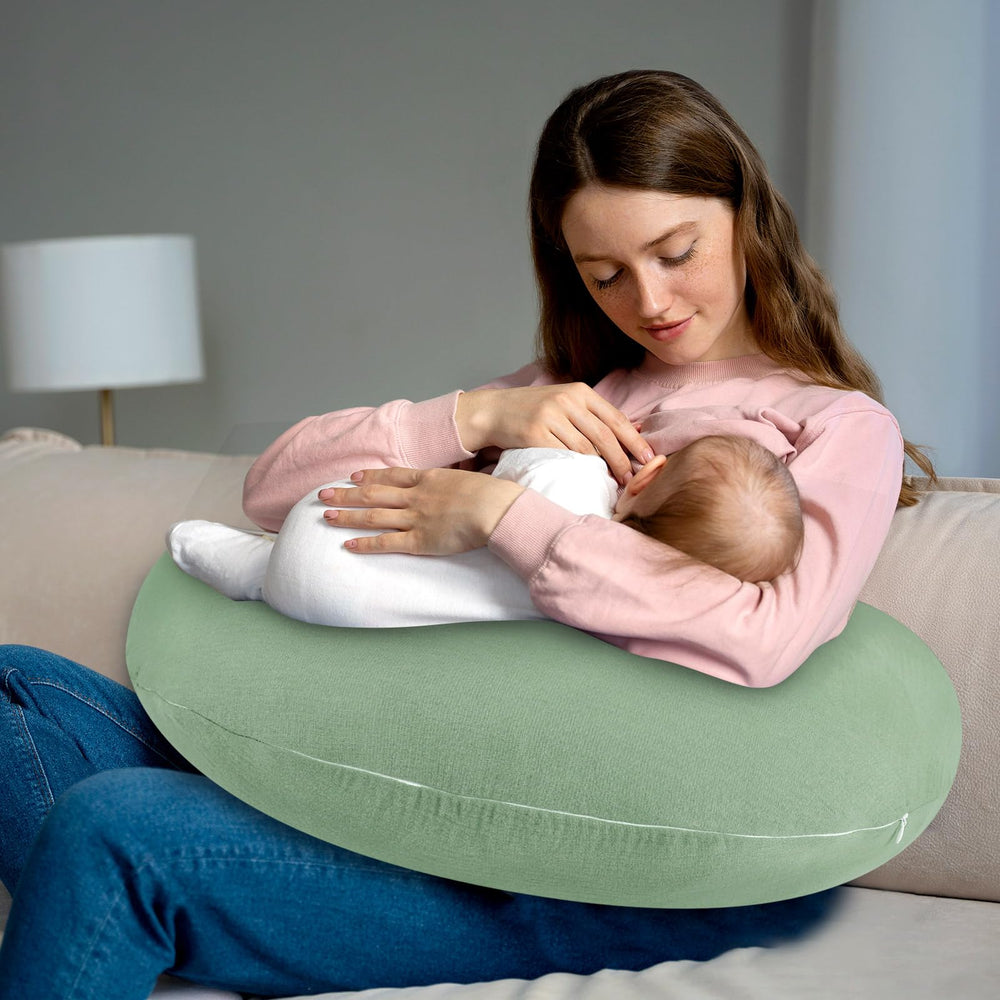 Hooyax Muslin Nursing Pillow Cover breathable fabric supports comfy feeding sessions.