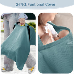 Hooyax nursing cover worn for discreet breastfeeding and on-the-go comfort