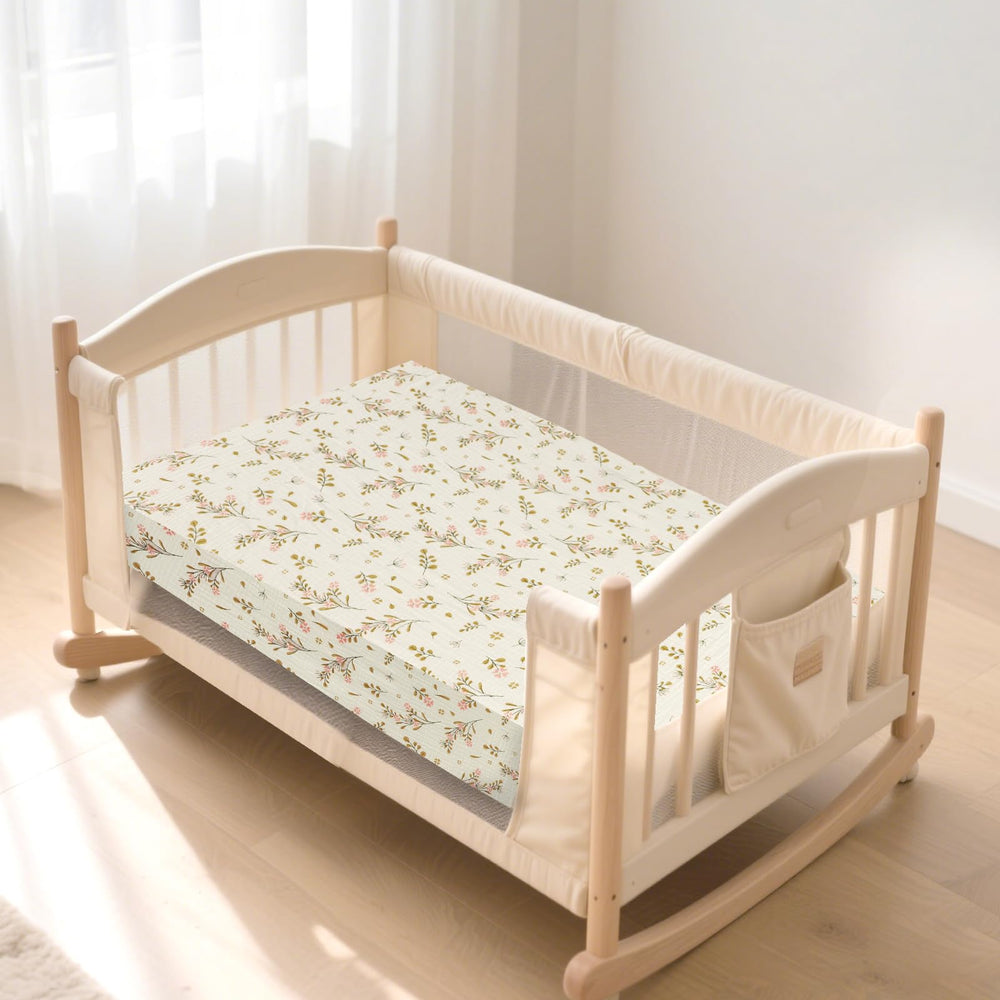Hooyax Pink Flower Bassinet Sheets highlighting cute design for baby girls