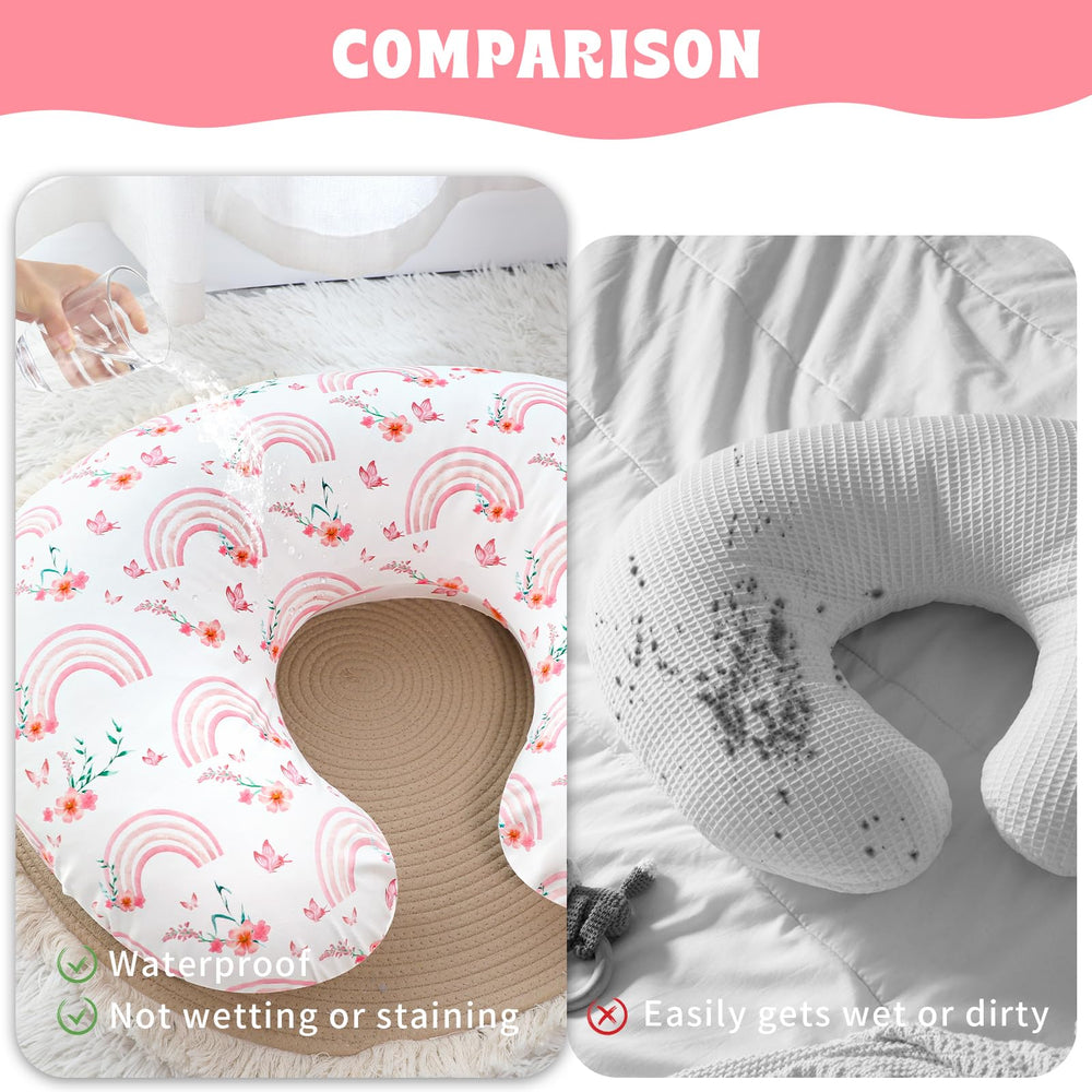 Hooyax rainbow design pillow cover adds cheerful color to feeding.