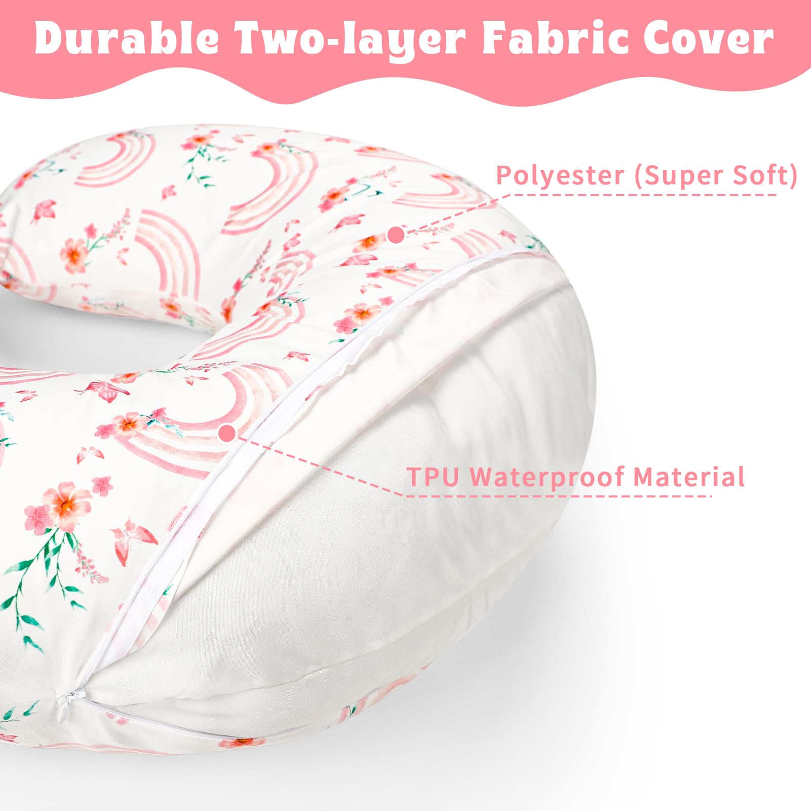 Hooyax stretchy nursing pillow slipcover offers a snug, durable fit.