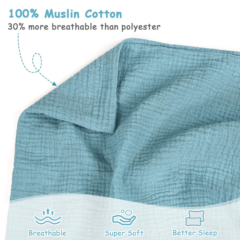 Hooyax toddler pillowcase blue close-up reveals envelope closure design helps prevent slipping.