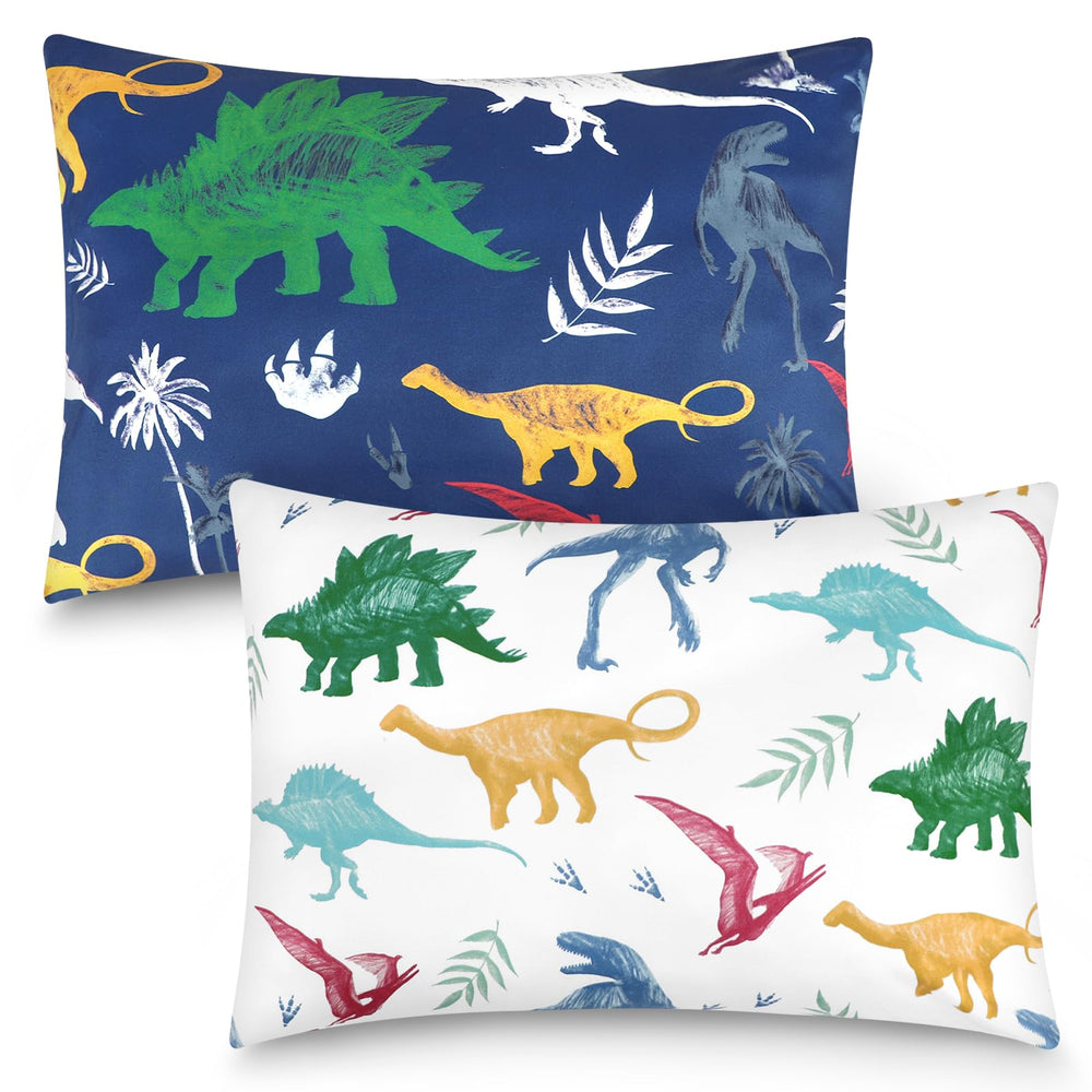 Hooyax Toddler Pillowcase dinosaur print close-up with secure envelope closure for travel